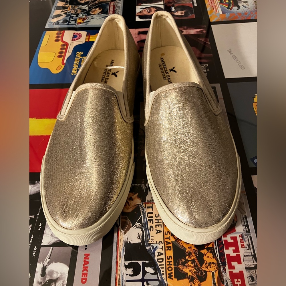 American Eagle Outfitters Metallic Gold Slip-On Sneakers